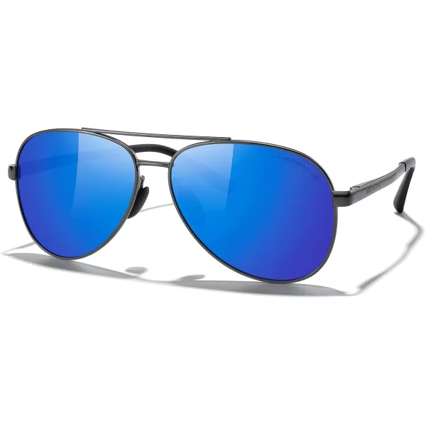 MERRYS Aviator Sunglasses for Men Women  Polarized Driving Sun glasses Mirrored Lens UV 400 Protection 58 MMGray FrameBlue Mirror Lens