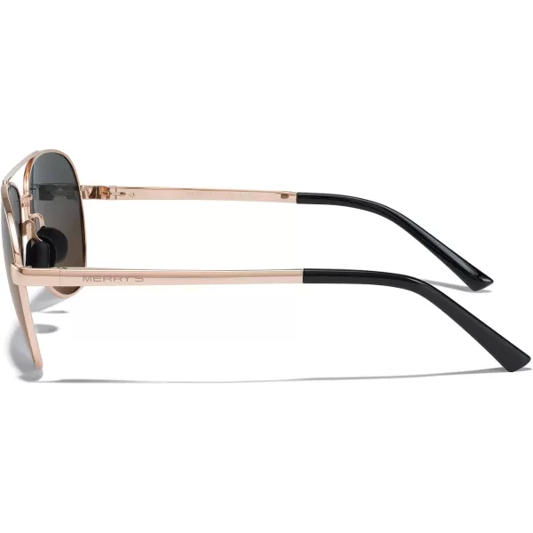 MERRYS Aviator Sunglasses for Men Women  Polarized Driving Sun glasses Mirrored Lens UV 400 Protection 58 MMRose Gold FrameGray Brown Lens