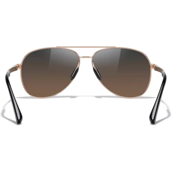 MERRYS Aviator Sunglasses for Men Women  Polarized Driving Sun glasses Mirrored Lens UV 400 Protection 58 MMRose Gold FrameGray Brown Lens