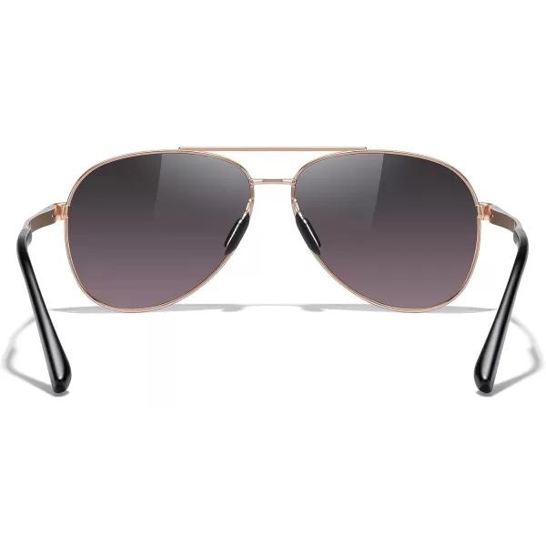 MERRYS Aviator Sunglasses for Men Women  Polarized Driving Sun glasses Mirrored Lens UV 400 Protection 58 MMRose Gold FrameGray Purple Lens