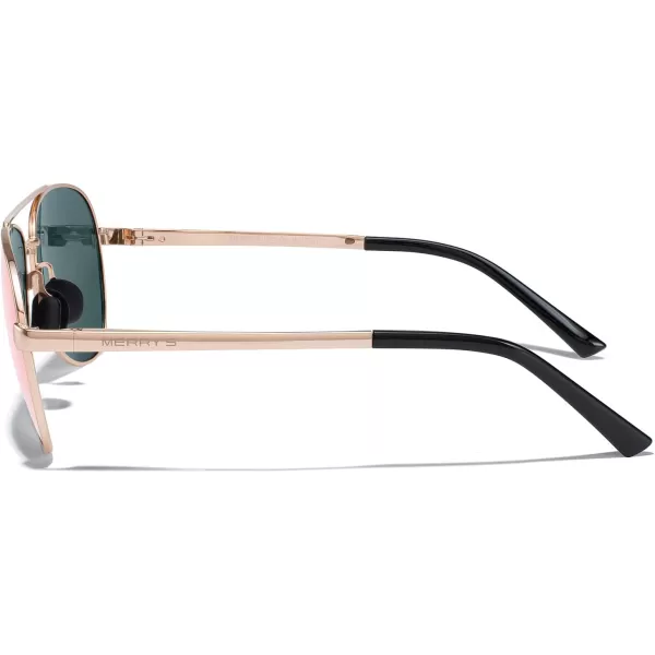 MERRYS Aviator Sunglasses for Men Women  Polarized Driving Sun glasses Mirrored Lens UV 400 Protection 58 MMRose Gold FramePink Mirror Lens