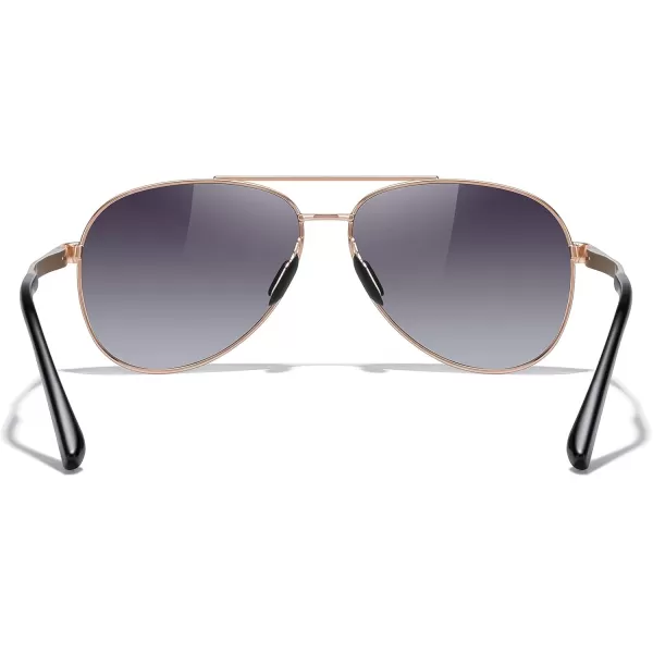 MERRYS Aviator Sunglasses for Men Women  Polarized Driving Sun glasses Mirrored Lens UV 400 Protection 58 MMRose Gold FramePurple Gradient Lens