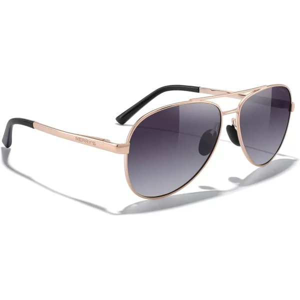MERRYS Aviator Sunglasses for Men Women  Polarized Driving Sun glasses Mirrored Lens UV 400 Protection 58 MMRose Gold FramePurple Gradient Lens