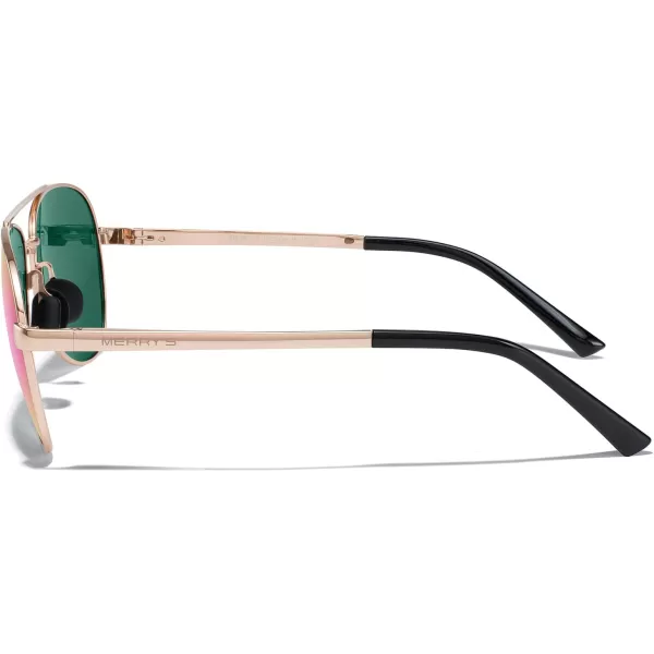 MERRYS Aviator Sunglasses for Men Women  Polarized Driving Sun glasses Mirrored Lens UV 400 Protection 58 MMRose Gold FrameRose Red Mirror Lens
