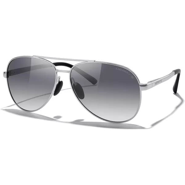 MERRYS Aviator Sunglasses for Men Women  Polarized Driving Sun glasses Mirrored Lens UV 400 Protection 58 MMSilver FrameBlack Gradient Lens