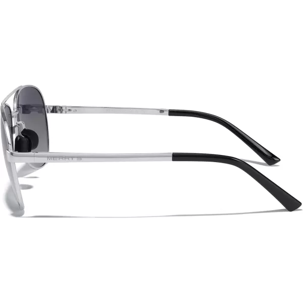 MERRYS Aviator Sunglasses for Men Women  Polarized Driving Sun glasses Mirrored Lens UV 400 Protection 58 MMSilver FrameBlack Gradient Lens