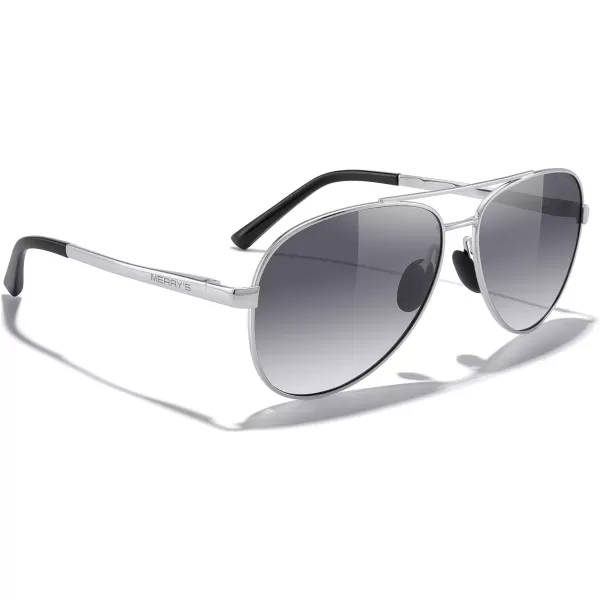 MERRYS Aviator Sunglasses for Men Women  Polarized Driving Sun glasses Mirrored Lens UV 400 Protection 58 MMSilver FrameBlack Gradient Lens