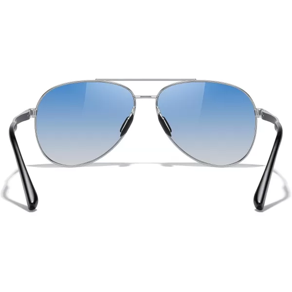 MERRYS Aviator Sunglasses for Men Women  Polarized Driving Sun glasses Mirrored Lens UV 400 Protection 58 MMSilver FrameBlue Gradient Lens