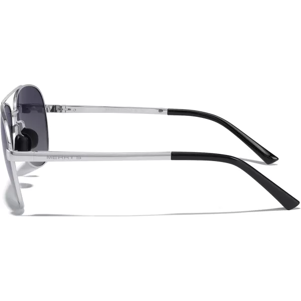 MERRYS Aviator Sunglasses for Men Women  Polarized Driving Sun glasses Mirrored Lens UV 400 Protection 58 MMSilver FrameGray Gradient Lens