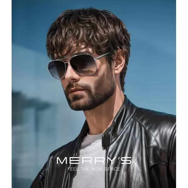 MERRYS Aviator Sunglasses for Men Women  Polarized Driving Sun glasses Mirrored Lens UV 400 Protection 58 MMSilver FrameGray Gradient Lens