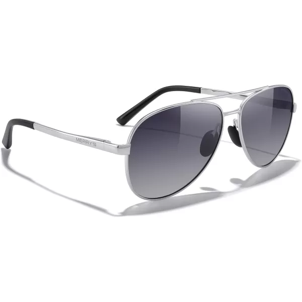 MERRYS Aviator Sunglasses for Men Women  Polarized Driving Sun glasses Mirrored Lens UV 400 Protection 58 MMSilver FrameGray Gradient Lens