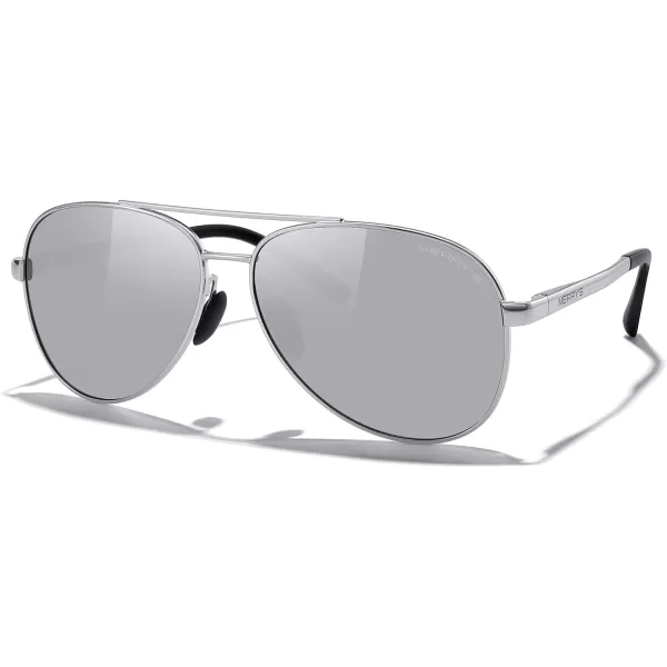 MERRYS Aviator Sunglasses for Men Women  Polarized Driving Sun glasses Mirrored Lens UV 400 Protection 58 MMSilver FrameSilver Mirror Lens
