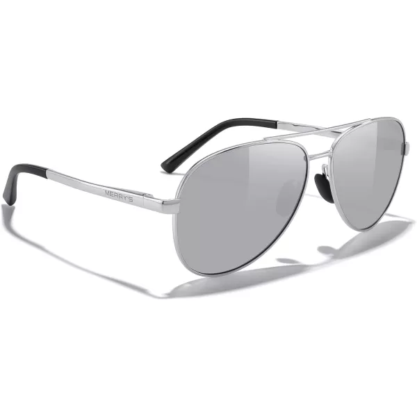 MERRYS Aviator Sunglasses for Men Women  Polarized Driving Sun glasses Mirrored Lens UV 400 Protection 58 MMSilver FrameSilver Mirror Lens