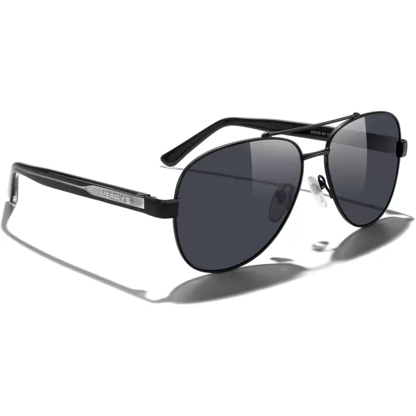 MERRYS Aviator Sunglasses for Men Women Polarized Shades Acetate Temple S8528Black FrameBlack LensBlacksivler Temples