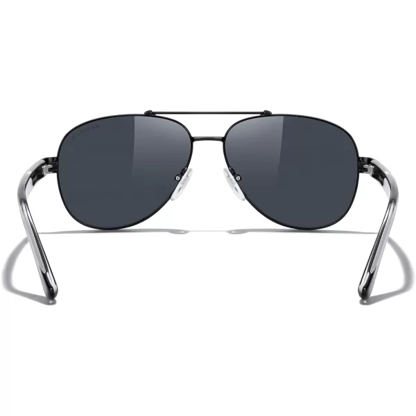 MERRYS Aviator Sunglasses for Men Women Polarized Shades Acetate Temple S8528Black FrameBlack LensBlacksivler Temples
