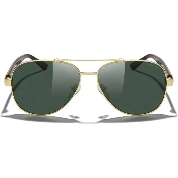 MERRYS Aviator Sunglasses for Men Women Polarized Shades Acetate Temple S8528Gold FrameG15 LensLeopardgold Temples