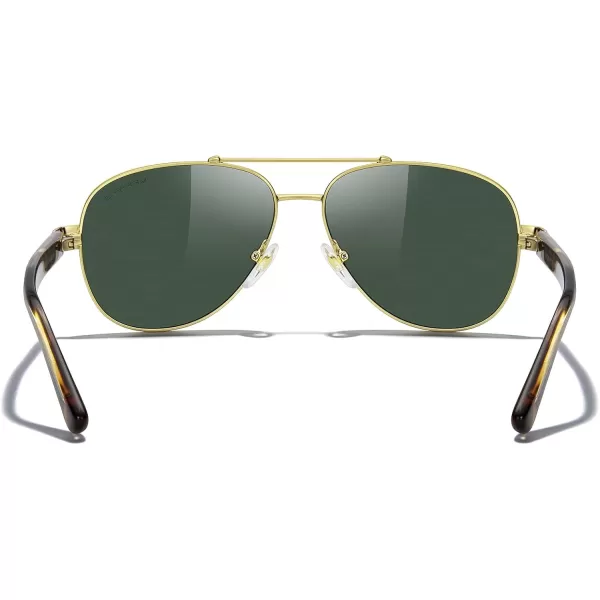 MERRYS Aviator Sunglasses for Men Women Polarized Shades Acetate Temple S8528Gold FrameG15 LensLeopardgold Temples