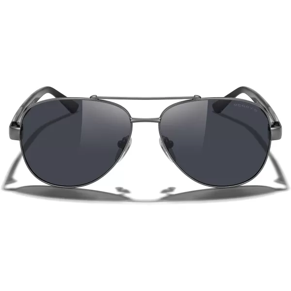 MERRYS Aviator Sunglasses for Men Women Polarized Shades Acetate Temple S8528Gray FrameBlack LensBlacksivler Temples