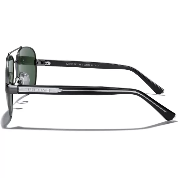 MERRYS Aviator Sunglasses for Men Women Polarized Shades Acetate Temple S8528Gray FrameG15 LensBlacksivler Temples