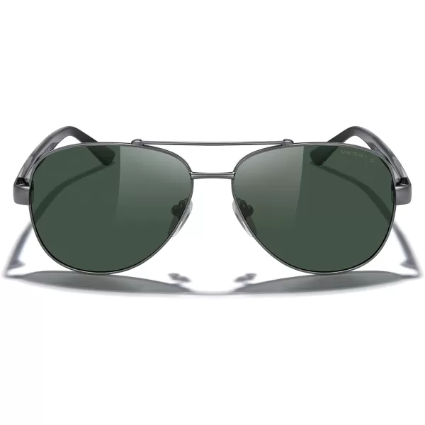 MERRYS Aviator Sunglasses for Men Women Polarized Shades Acetate Temple S8528Gray FrameG15 LensBlacksivler Temples