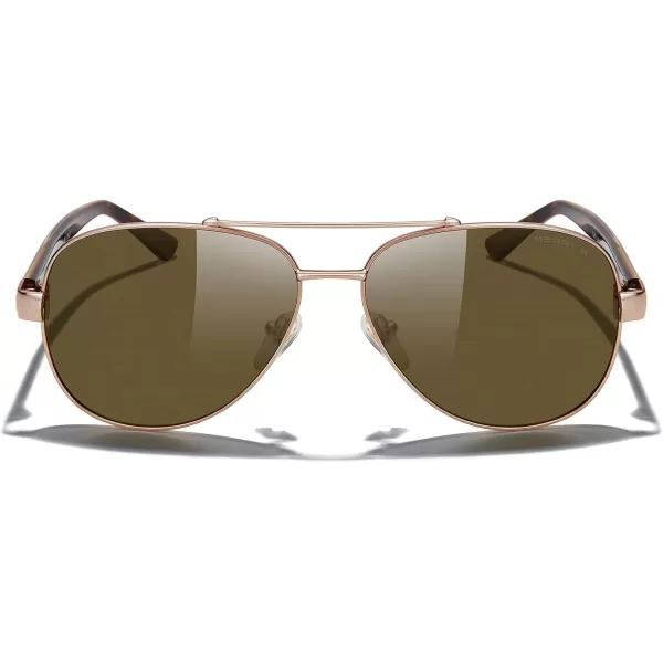 MERRYS Aviator Sunglasses for Men Women Polarized Shades Acetate Temple S8528Rose Gold FrameBrown LensLeopardrose Gold Temples