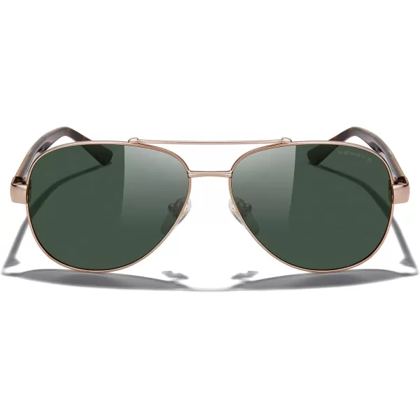 MERRYS Aviator Sunglasses for Men Women Polarized Shades Acetate Temple S8528Rose Gold FrameG15 LensLeopardrose Gold Temples