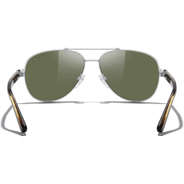 MERRYS Aviator Sunglasses for Men Women Polarized Shades Acetate Temple S8528Silver FrameBlue Mirror LensLeopardsivler Temples