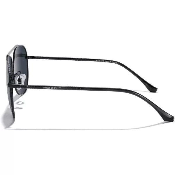 MERRYS Aviator Sunglasses for Women Men Polarized Mirror Lens with Case  Polarized Driving Sun glasses 60 MMBlack FrameBlack Lens