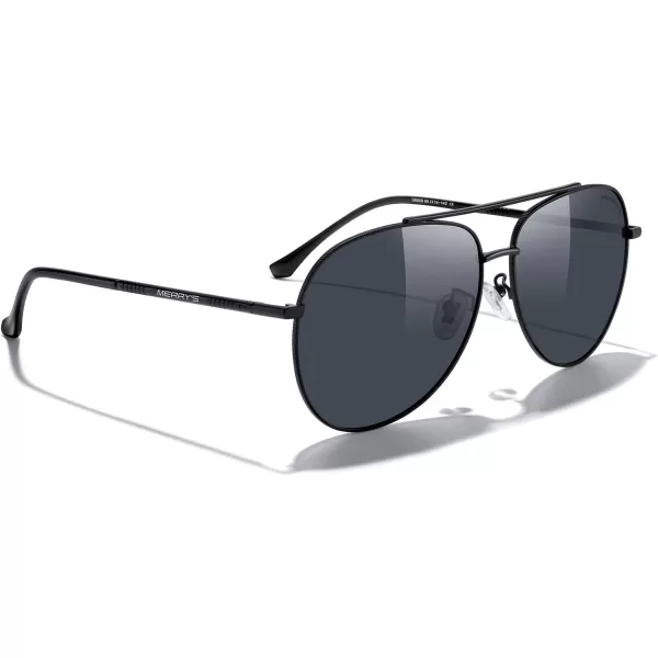 MERRYS Aviator Sunglasses for Women Men Polarized Mirror Lens with Case  Polarized Driving Sun glasses 60 MMBlack FrameBlack Lens