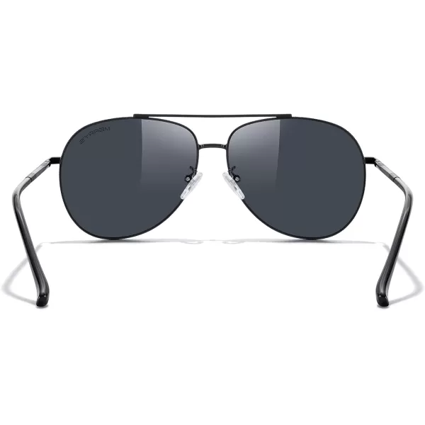 MERRYS Aviator Sunglasses for Women Men Polarized Mirror Lens with Case  Polarized Driving Sun glasses 60 MMBlack FrameBlack Lens