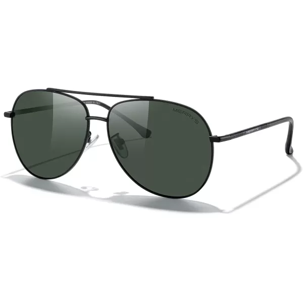 MERRYS Aviator Sunglasses for Women Men Polarized Mirror Lens with Case  Polarized Driving Sun glasses 60 MMBlack FrameG15 Lens