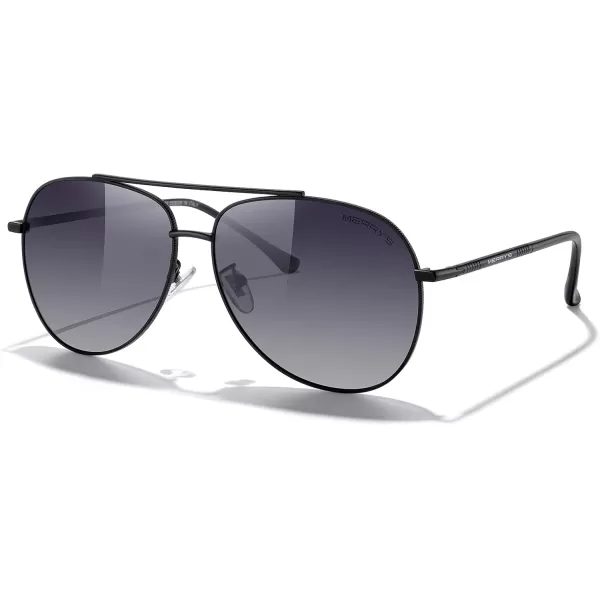 MERRYS Aviator Sunglasses for Women Men Polarized Mirror Lens with Case  Polarized Driving Sun glasses 60 MMBlack FrameGray Gradient Lens