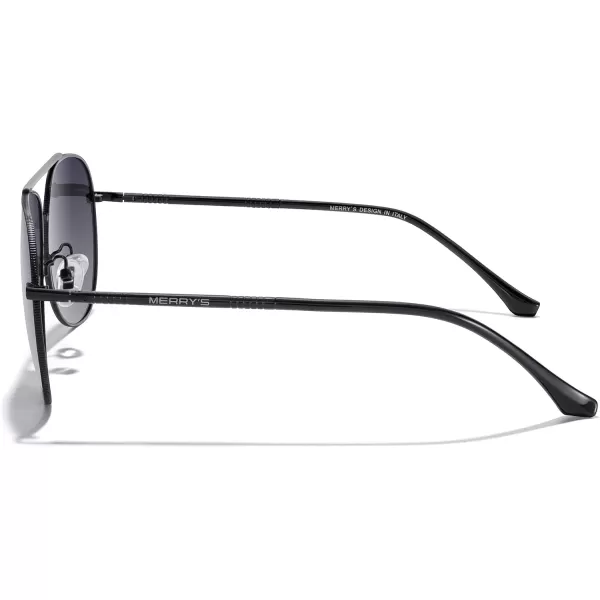 MERRYS Aviator Sunglasses for Women Men Polarized Mirror Lens with Case  Polarized Driving Sun glasses 60 MMBlack FrameGray Gradient Lens