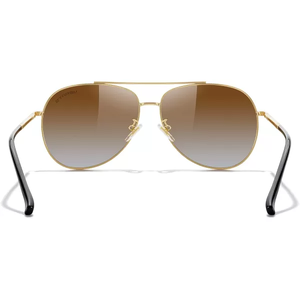 MERRYS Aviator Sunglasses for Women Men Polarized Mirror Lens with Case  Polarized Driving Sun glasses 60 MMGold FrameBrown Gradient Lens