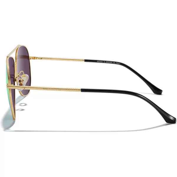 MERRYS Aviator Sunglasses for Women Men Polarized Mirror Lens with Case  Polarized Driving Sun glasses 60 MMGold FrameGreen Mirror Lens