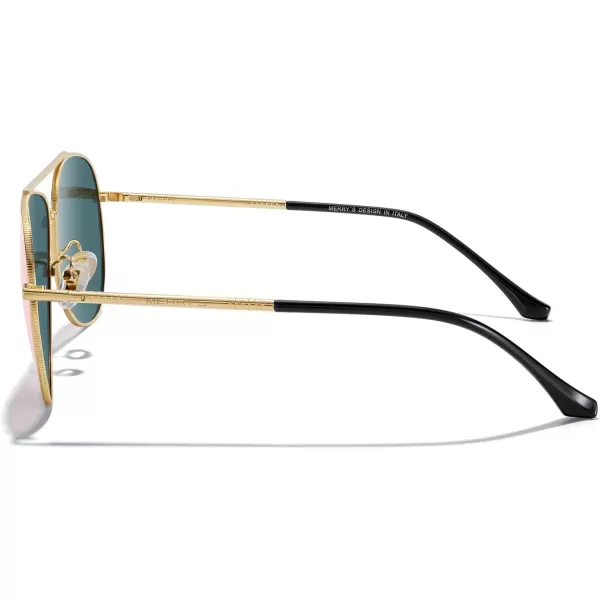 MERRYS Aviator Sunglasses for Women Men Polarized Mirror Lens with Case  Polarized Driving Sun glasses 60 MMGold FramePink Mirror Lens