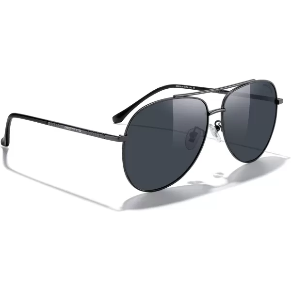 MERRYS Aviator Sunglasses for Women Men Polarized Mirror Lens with Case  Polarized Driving Sun glasses 60 MMGray FrameBlack Lens