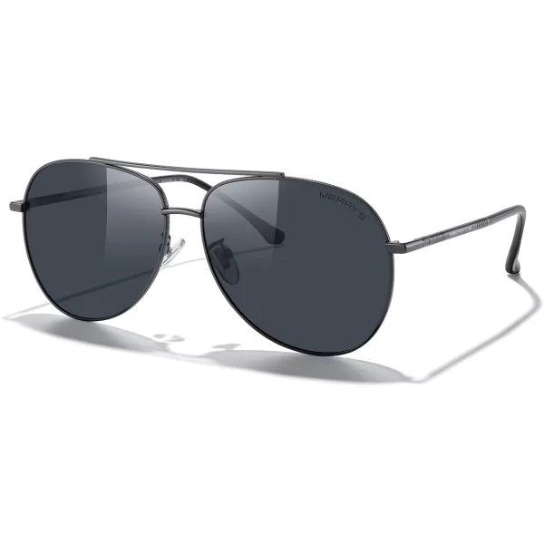 MERRYS Aviator Sunglasses for Women Men Polarized Mirror Lens with Case  Polarized Driving Sun glasses 60 MMGray FrameBlack Lens