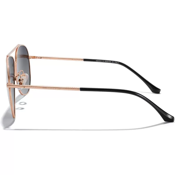 MERRYS Aviator Sunglasses for Women Men Polarized Mirror Lens with Case  Polarized Driving Sun glasses 60 MMRose Gold FrameGray Gradient Lens