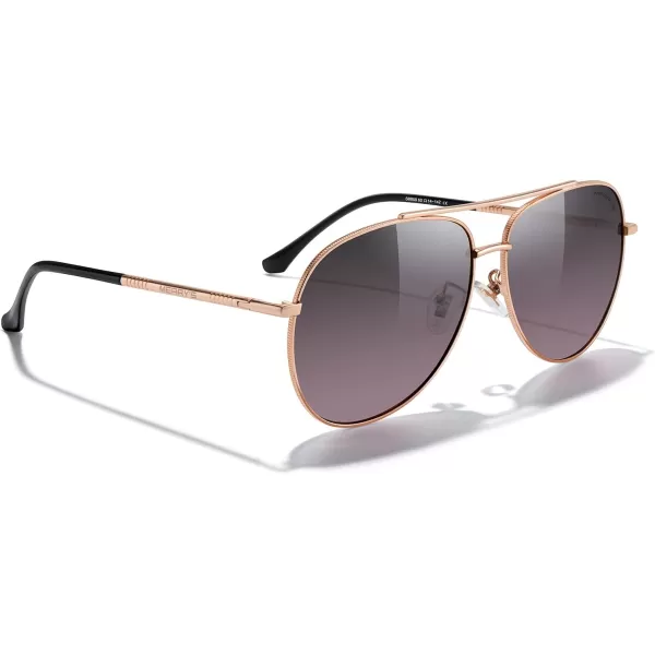 MERRYS Aviator Sunglasses for Women Men Polarized Mirror Lens with Case  Polarized Driving Sun glasses 60 MMRose Gold FrameGray Purple Lens