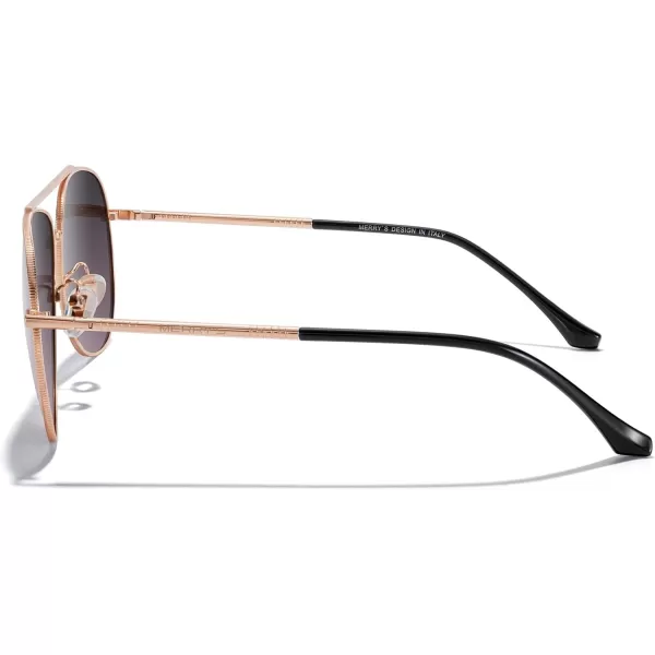MERRYS Aviator Sunglasses for Women Men Polarized Mirror Lens with Case  Polarized Driving Sun glasses 60 MMRose Gold FrameGray Purple Lens