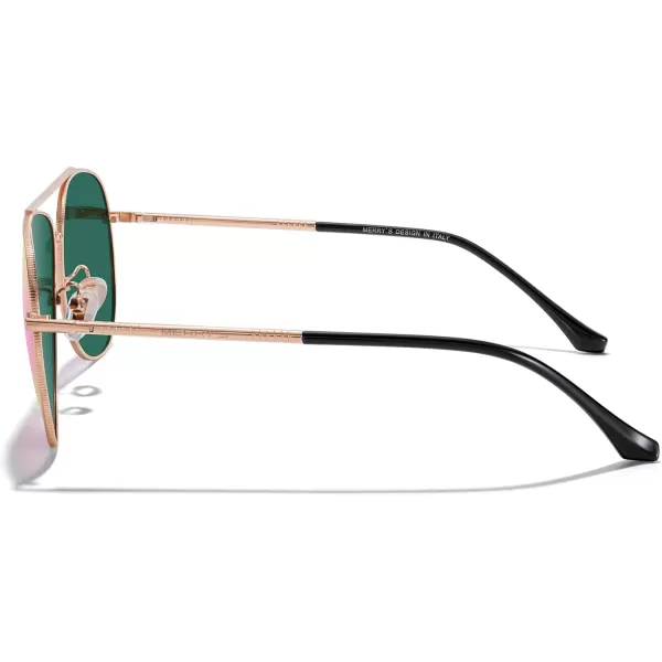 MERRYS Aviator Sunglasses for Women Men Polarized Mirror Lens with Case  Polarized Driving Sun glasses 60 MMRose Gold FrameRose Red Mirror Lens