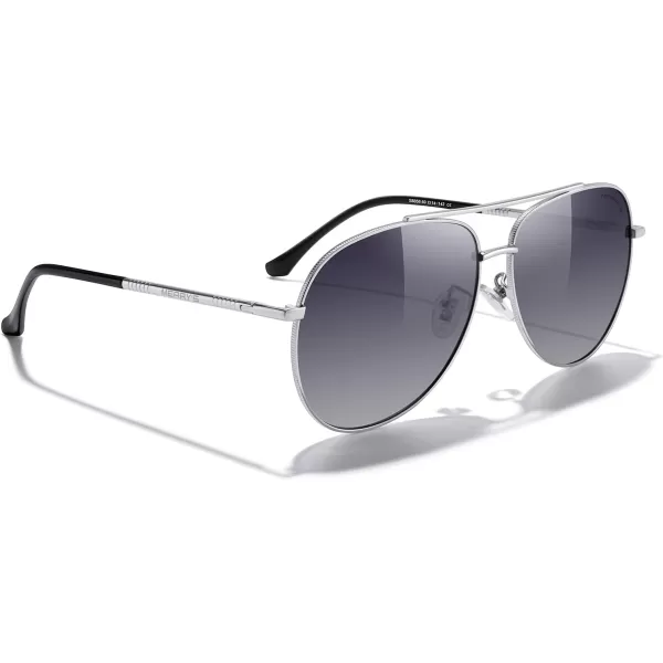 MERRYS Aviator Sunglasses for Women Men Polarized Mirror Lens with Case  Polarized Driving Sun glasses 60 MMSilver FrameGray Gradient Lens