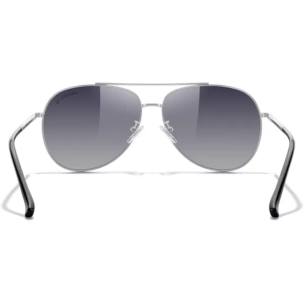 MERRYS Aviator Sunglasses for Women Men Polarized Mirror Lens with Case  Polarized Driving Sun glasses 60 MMSilver FrameGray Gradient Lens