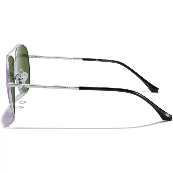 MERRYS Aviator Sunglasses for Women Men Polarized Mirror Lens with Case  Polarized Driving Sun glasses 60 MMSilver FramePurple Mirror Lens