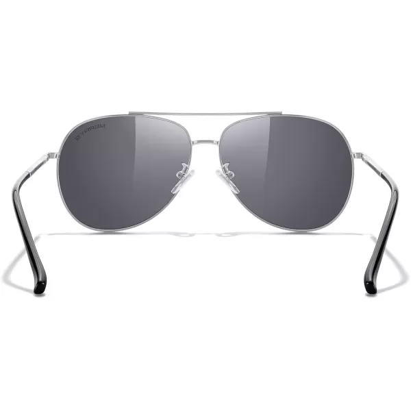 MERRYS Aviator Sunglasses for Women Men Polarized Mirror Lens with Case  Polarized Driving Sun glasses 60 MMSilver FrameSilver Mirror Lens