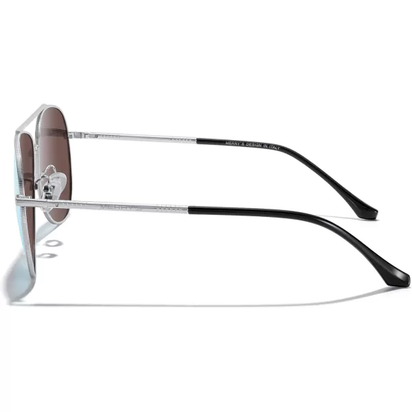 MERRYS Aviator Sunglasses for Women Men Polarized Mirror Lens with Case  Polarized Driving Sun glasses 60 MMSilver FrameSky Blue Mirror Lens