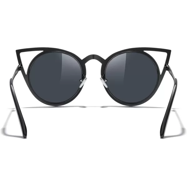 MERRYS Cat Eye Sunglasses Round Metal CutOut Flash Mirror Lens Sun glasses S8064Black