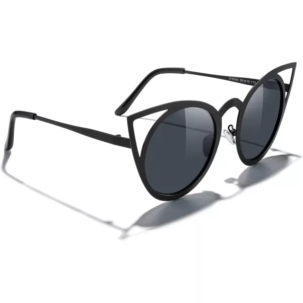 MERRYS Cat Eye Sunglasses Round Metal CutOut Flash Mirror Lens Sun glasses S8064Black