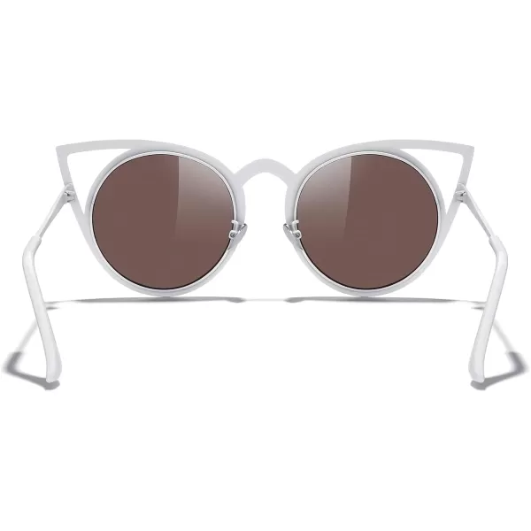 MERRYS Cat Eye Sunglasses Round Metal CutOut Flash Mirror Lens Sun glasses S8064Blue